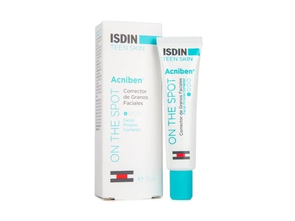 ISDIN Acniben On the Spot, Unisex, Rasvoittuva iho, Ongelmaiho, Geeli, Anti-akne, Peitevoide, Näppyjä vastaan, Punaisuutta peittävä, 15 ml, Tuubi