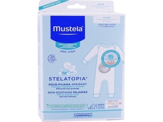 Mustela Bébé Stelatopia pysjamas med hudbeskyttelse (atopisk hud) 6-12 mnd / 67-74 cm