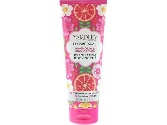 Yardley Flowerazzi Magnolia & Pink Orchid eksfolierende body scrub 200 ml