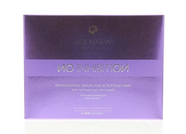 Milk Shake-sett – No Inhibition – Age Renew, rehydrerende O2-hårserum, silkeaktig & sunn, 4 stk, 10 ml (for kvinner)