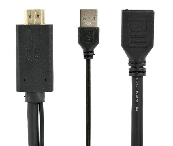 Cablexpert - Videoadapter - DisplayPort hun til HDMI, USB (kun strøm) han - 10 cm - aktiv, 4K30 Hz tuki