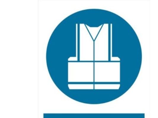 Sikkerhedsvest påbudt - A4 Plast 210mm x 297mm Sikkerhedsvest påbudt - A4 Plast 210mm x 297mm