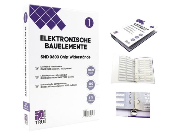 TRU COMPONENTS TC-6869408 Lajitelma-albumi SMD 0603 0,1 W 1 % 1000 osaa