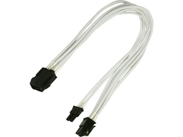 Nanoxia - Strømadapter - 8-pins PCIe-strøm (6+2) (hunn) til 6-pins PCIe-strøm (hann) - 30 cm - låst - hvit