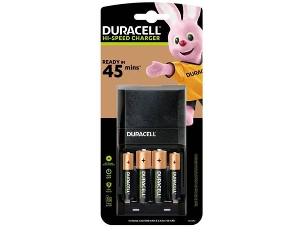 Duracell CEF27 - 0,75 h batteriladdare - (för 4xAA/AAA) 2 x AA-typ - NiMH - 1300 mAh - med 2 x AAA NiHM 750 mAh laddningsbara batterier