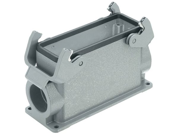 HARTING HAN B -liitäntäpistorasia tyyppi 24B,2 x M32-kulmaus, metallia, pinta-asennus lukitusklipsillä varustettuna