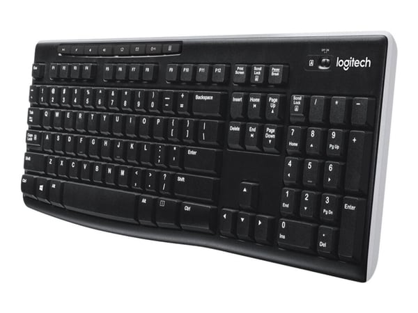 Logitech K270, Täysikokoinen (100 %), Langaton, Langaton RF, QWERTY, musta