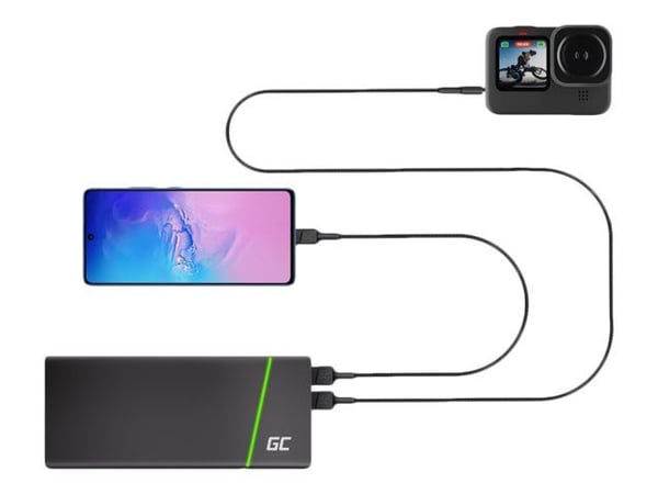 Green Cell PowerStream - USB-kabel - USB-C (hann) til USB (hann) - 2.4 A - 1.2 m - svart