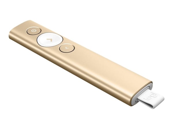 Logitech Spotlight - Presentasjonsfjernstyring - 3 knapper - gull