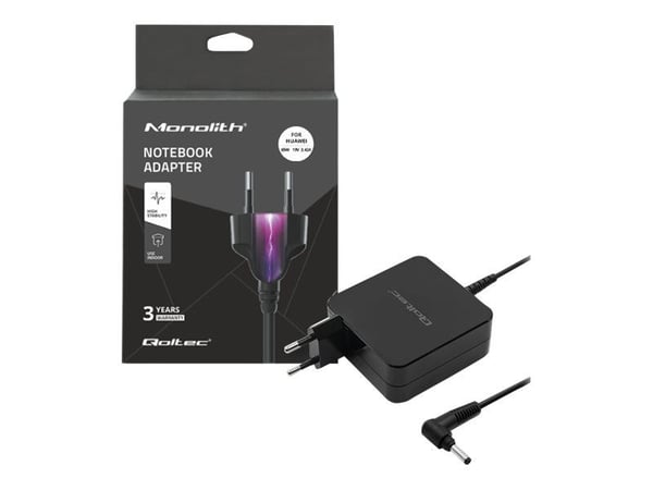 Qoltec - Strømadapter - AC 220-240 V - 65 watt - svart - for Huawei Matebook D