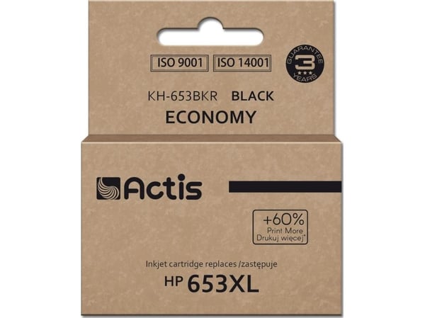Actis Ink Actis KH-653BKR (korvaava HP 653XL 3YM75AE; Premium; 20ml; 575 sivua; musta)