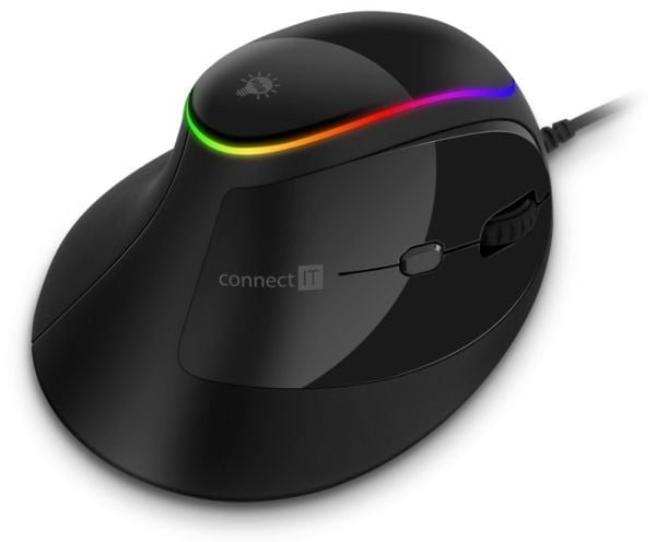 Connect IT CMO-2800-BK, Høyre hendt, Vertikalt design, Optisk, USB Type-A, 3200 DPI, Sort