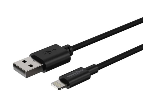 Ansmann 1700-0131, 1 m, Lightning, USB A, Hanstik, Hanstik, Sort