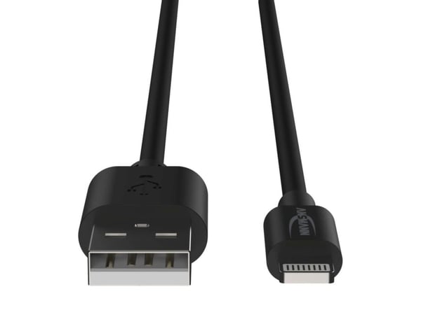 Ansmann 1700-0131, 1 m, Lightning, USB A, Hanstik, Hanstik, Sort
