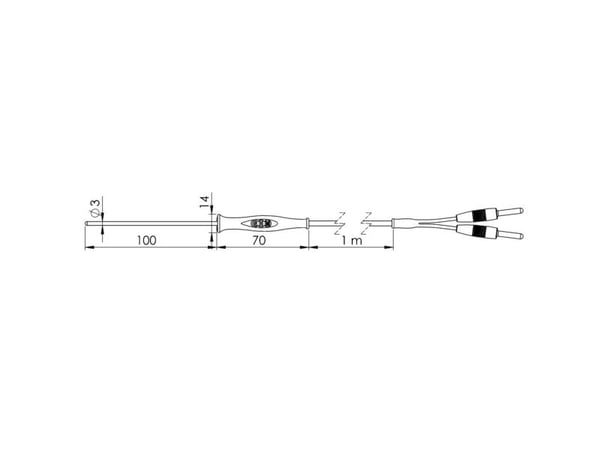 Greisinger GF1T-T3-B-BS nedsenkingsføler -70 til +250 °C, føler-type Pt1000 (480627)