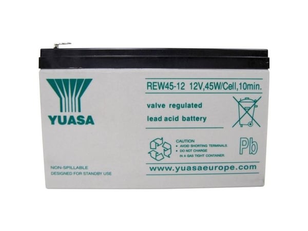 Yuasa REW 45 - 12 blybatteri 12 V 8 Ah blyfleece (B x H x T) 151 x 97 x 64 mm flattstift 6,35 mm lav selvutlading lett å vedlikeholde syklusstabilt