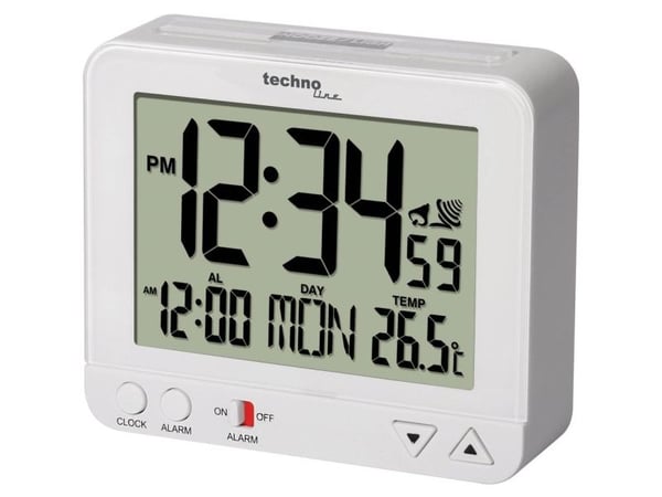 Technoline WT 195, Digital vekkerklokke, Hvit, LCD, AA, 96 mm, 80 mm