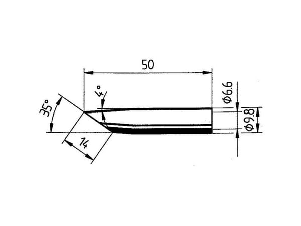Ersa 0832GDLF loddespiss vinklet spisstørrelse 14 mm innhold 1 stk
