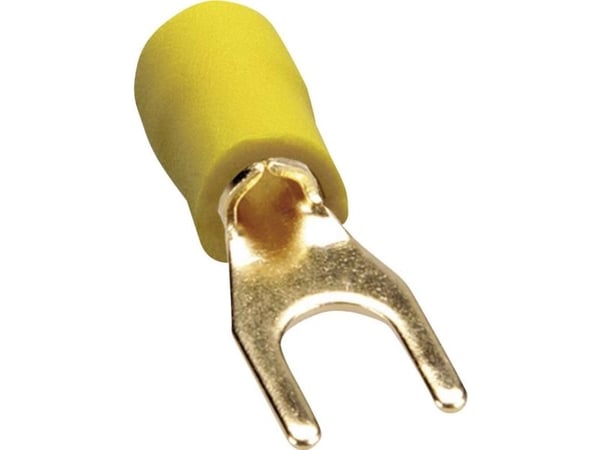 Sinuslive 13199 Gaffelkabelsko 4 mm² Hul-dia.=4 mm Delvist isoleret Gul 10 stk