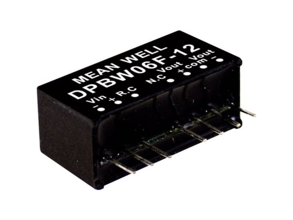 MEAN WELL DPBW06G-12, 18 - 75 V, 6 W, 12 V, 0,25 A, RoHS, 2576 kpl, 2576 pk
