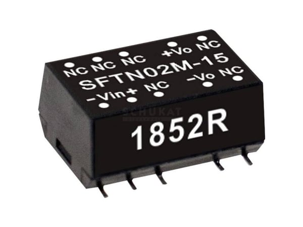 MEAN WELL SFTN02L-15, 4.5 - 5.5 V, 2 W, 15 V, 0,13 A, RoHS, 15,2 mm