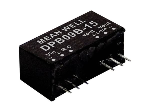 MEAN WELL DPB09B-05, 18 - 36 V, 9 W, 5 V, 0,8 A, RoHS, 24 mm