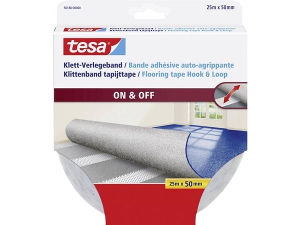 TESA 561880000011, Kiinnitysteippi, Valkoinen, 25 m, Sisätila, Polypropeeni (PP), 50 mm