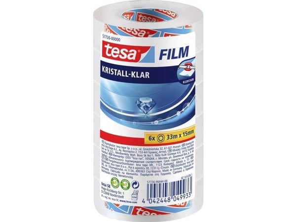 Tesafilm - Kontorstejp - 15 mm x 33 m - polypropylenfolie - kristallklar (paket om 6)