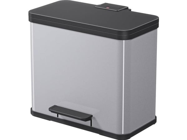 Hailo avfallssortering Øko trio plus L, 3x9 L, sølv i stålplate og plast, soft-close-mekanisme (0633-220)