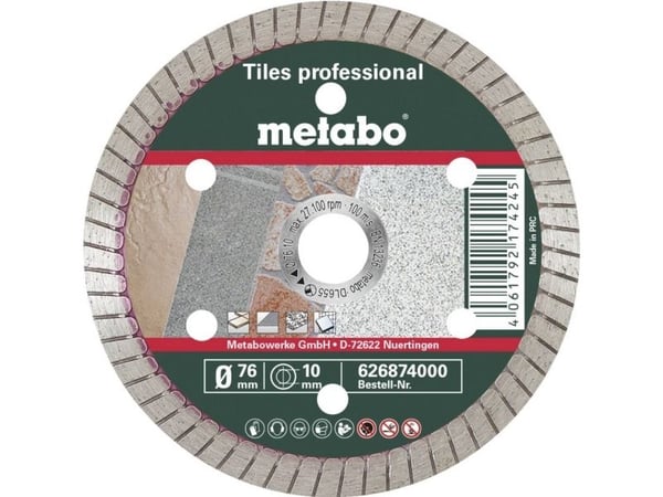 Metabo TP Professional 626874000 diamantskjæreskive 76 mm 1 stk for fliser naturstein keramikk