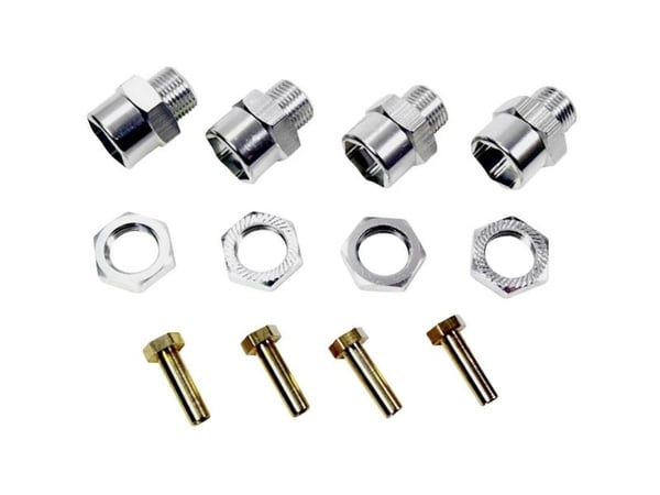 Absima aluminium felgmedbringer 12 mm for 17 mm +15 mm utbredelse 12 mm sekskant sølv 1 sett