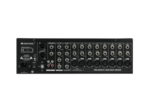 Omnitronic RM-1422FX, 12 kanaler, Rack-montering, 50 W, Sort