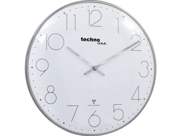 Technoline WT 8235, Vegg, Radiostyrt klokke, Rund, Kromfarget, Analog, 25 mm