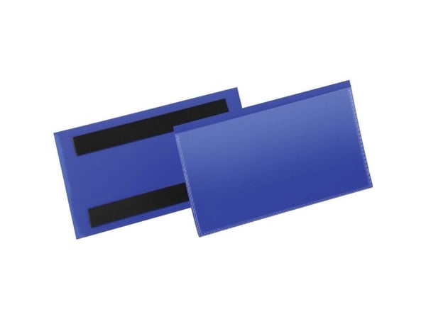 Hyldeforkant lagerlomme/etiketholder blå med magnet 150x67 mm - (50 stk.)