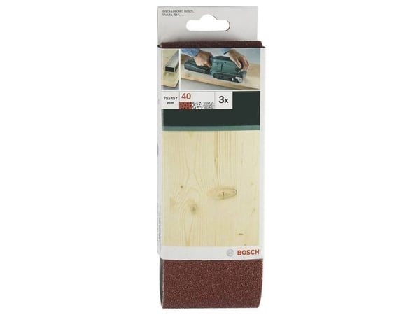 Bosch tilbehør 2609256208 slipebånd kornstørrelse 150 (L x B) 457 mm x 75 mm, 3 stk