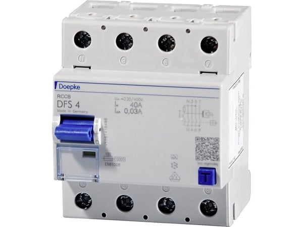 DOEPKE RCD 25A DFS4A025-4/0,03-A Tyyppi A 4-napainen 30mA 230/400V DFS4-025-4/0,03-A (09124901)
