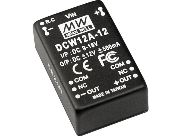 MEAN WELL DCW12A-15, 20,3 mm, 31,8 mm, 12,2 mm, 12 W, 9 - 18 V, 400 mA