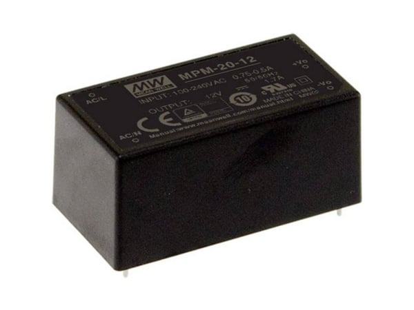 MENER GODT MPM-20-24, 90-264V, 20W, 24V, 0,9A, RoHS, 52,4mm