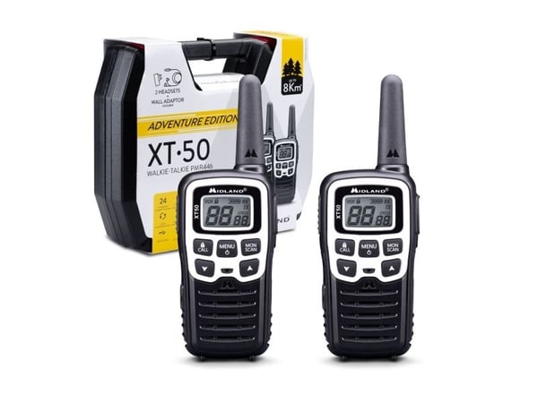 Midland XT50 Adventure, 24 kanaler, 446.00625 - 446.09375 Mhz, 8000 m, LCD, Alkaline, 54 mm
