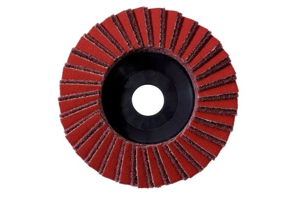 Metabo 626370000, Flap disc, Tasainen keskiosa, Metalli, Ruostumaton teräs, Terästä, Mikä tahansa tuotemerkki, 12,5 cm, Punainen