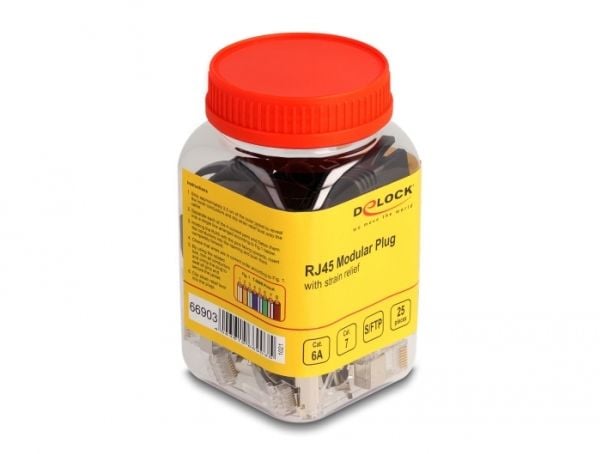 DeLOCK 66903, RJ-45, Musta, Metallinen, Uros, Suora, Polykarbonaatti (PC), Cat6a