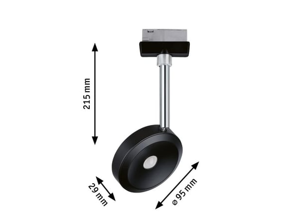 Paulmann Discus, Spotlight på skinne, LED, 5 W, 2700 K, 430 lm, Sort, Kromfarget