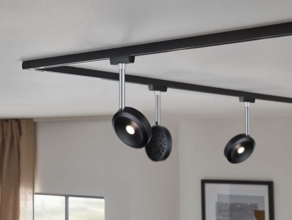Paulmann Discus, Spotlight på skinne, LED, 5 W, 2700 K, 430 lm, Sort, Kromfarget