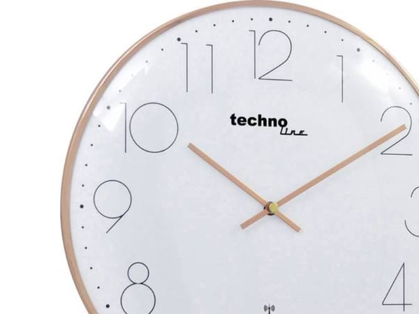 Technoline WT 8235, Vegg, Radiostyrt klokke, Rund, Kromfarget, Analog, 25 mm