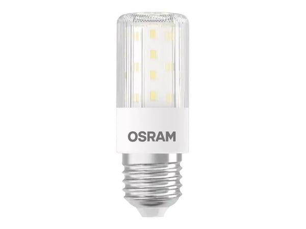 LEDVANCE T Slim - LED-lyspære - form: korn - klar finish - E27 - 7.3 W (ekvivalent 60 W) - klasse E - varmt hvitt lys - 2700 K