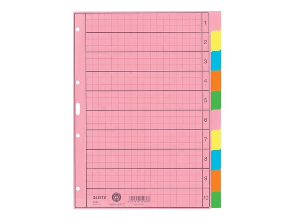 Leitz - Inndeler - 10 deler - for A4 (210 x 297 mm) - med fliker - multifarge