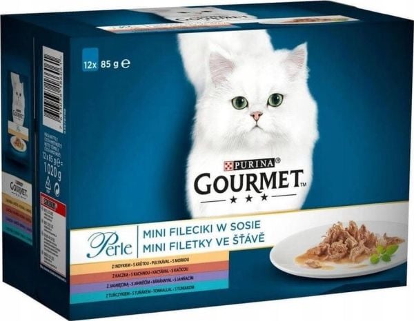 Purina PURINA Gourmet Perle Duck, kalkun, lam, tunfisk - våt kattemat - 12x85 g