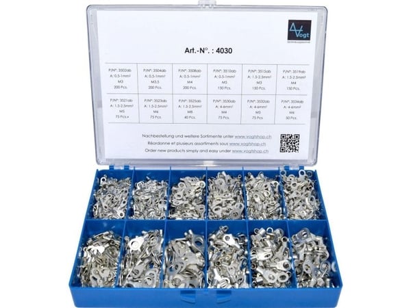 Vogt Verbindungstechnik 4030 Ringkabelsko-sortiment 0,50 mm² 6 mm² Sølv 1440 stk