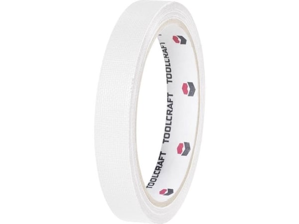 TOOLCRAFT HEB15L10WC tekstilteip HEB15L10WC hvit (L x B) 10 m x 15 mm 1 stk