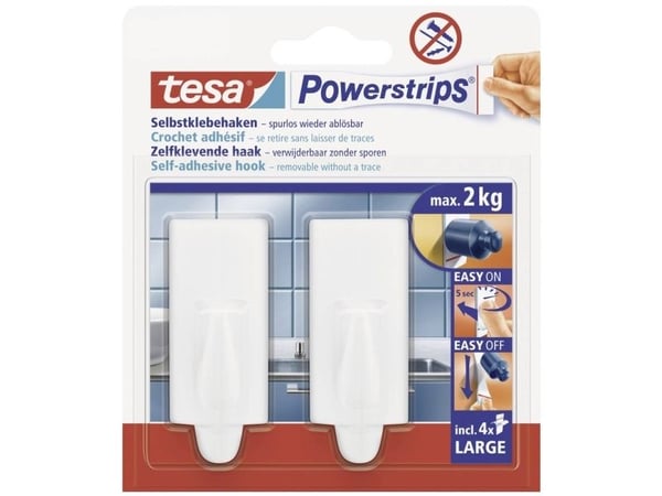 tesa POWERSTRIPS® Erilaiset kiinnitystarvikkeet Valkoinen Sisältö: 2 kpl